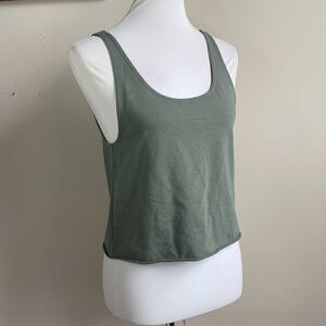 Offline by Aerie Army Green Cropped Tank w/ Open Back (Size: XS)